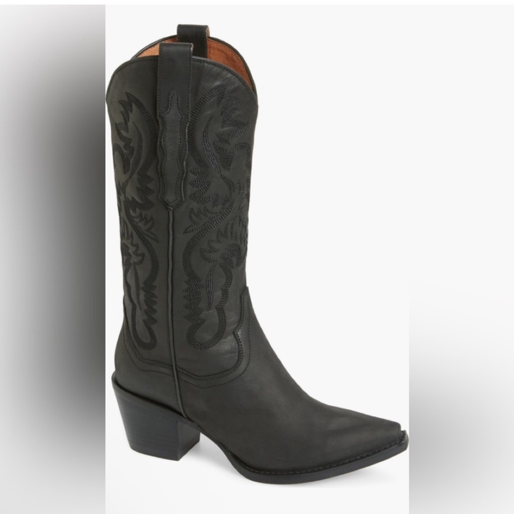 Jeffrey Campbell Daggot Black Washed Western Boots 7